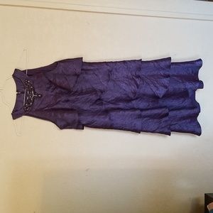Jessica Howard sleeveless lined purple layered beaded dress size 12